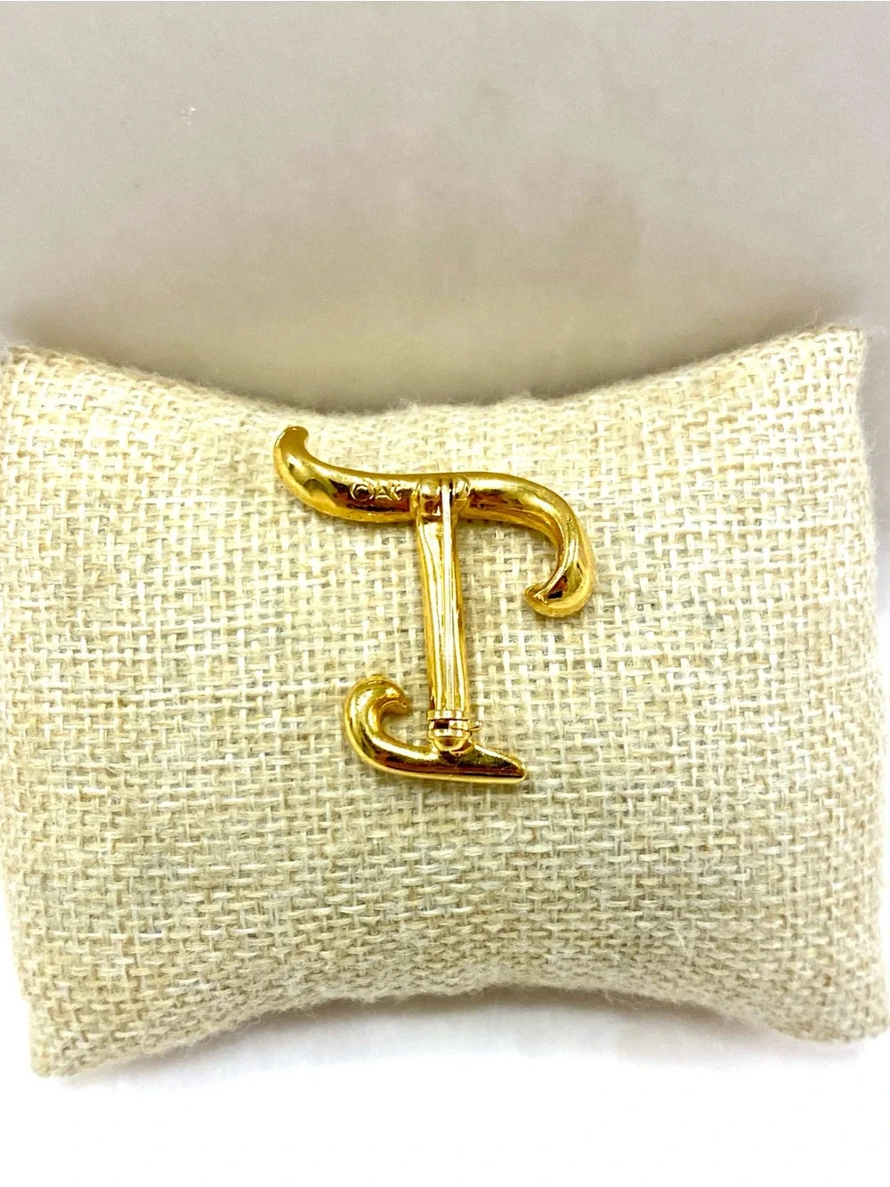 Anne Klein Gold-Tone Script 'T' Initial Brooch